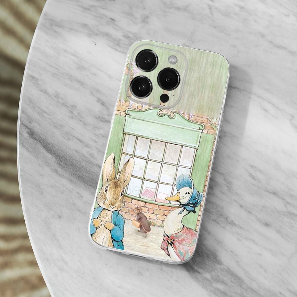 Cute Role P-Peter R-Rabbit Phone Case For iPhone 16,15,14,13,12,11 Pro,Max,Plus,X,XS,XR,SE,Mini Transparent Soft Cover