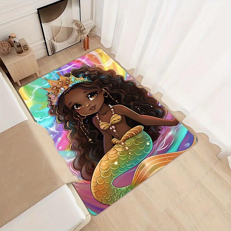 1pc Thickness Cartoon Mermaid Bathroom Mat Kitchen Mat Living Room Carpet Bedroom Rug Indoor Doormat Machine Washable Entrance Mat Decorative Carpet