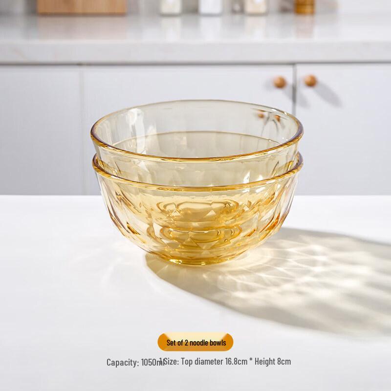 Short Cloud Amber Glass Bowls & Plates Set