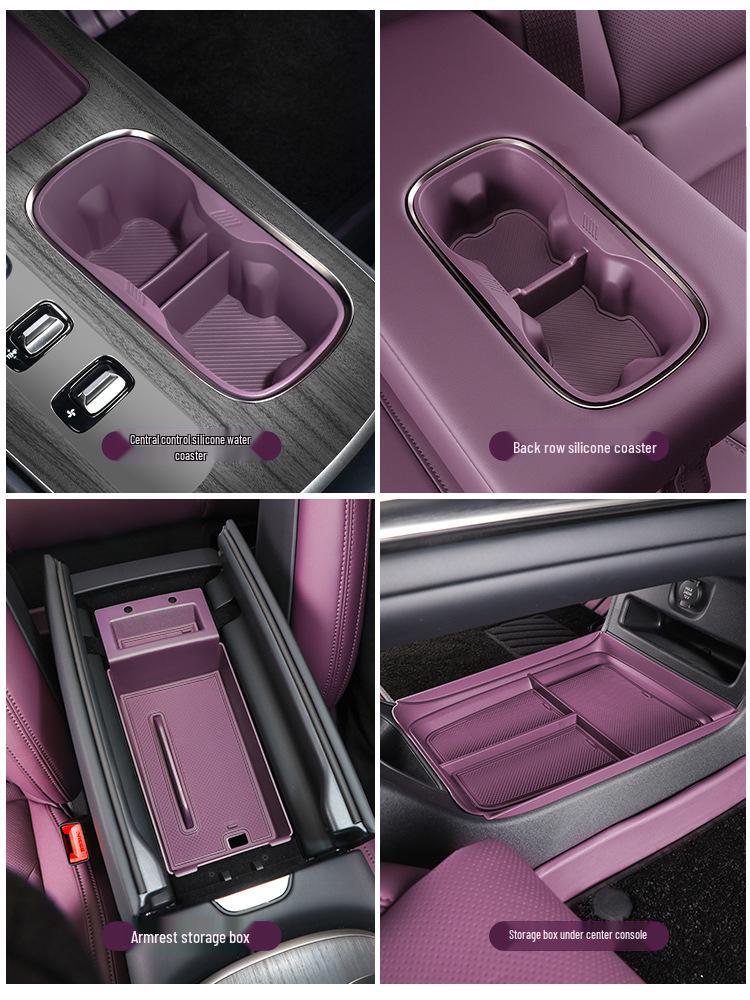 Protection Porte-Gobelet d'Eau pour Console Xiaomi YU7 - Ensemble d'Accessoires de Voiture en Silicone Antidérapant et Imperméable 5 Pièces