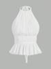 Polyester Blouse With Tie Straps For Women Summer 2025 Backless Design Elegant Style
