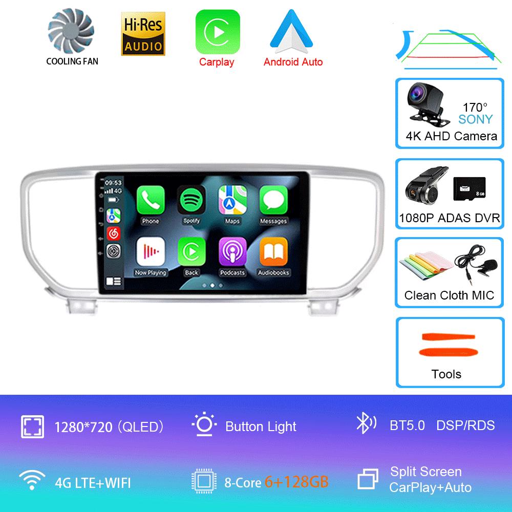For Kia Sportage 4 QL 2018 - 2022 Car Radio Android 14 Carplay Navigation GPS Multimedia Player stereo wifi+4G Auto BT 360Camera