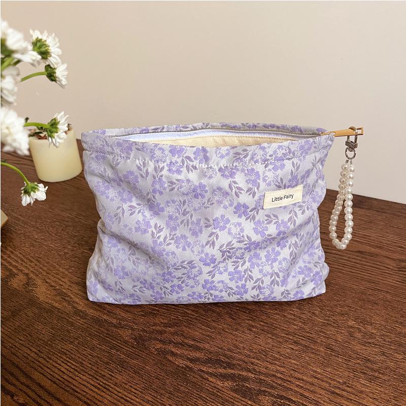 Pink Floral Makeup Bag: Women's Portable, Large Capacity, Small Size Travel Toiletry and Skincare Storage Bag
