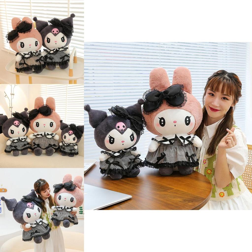 Sanrio Kuromi Mymelody Gothic Plush Toy Soft Stuffed Lolita Dress Doll For Kids Gift!