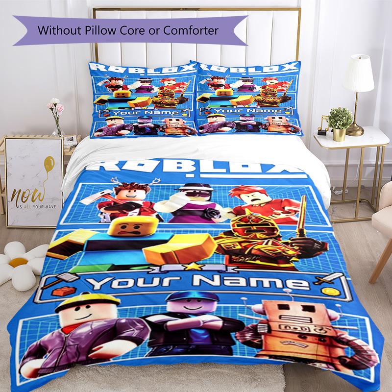 Roblox Customizable Name Custom Bedding Design for Decorate Room Breathable Duvet Cover Custom Room Decor Perfect Gift for Friends & Family