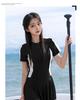 Women's Black Skirted One-Piece Swimsuit - Slimming, Conservative, Sportswear for Summer