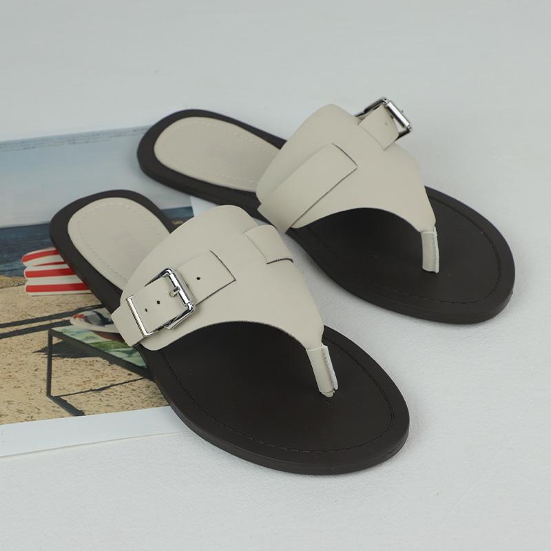 Summer Slippers Women's Beach Flip Flops Comfortable Soft Sole Ladies Slides Casual Buckle Belt   Flat Shoes