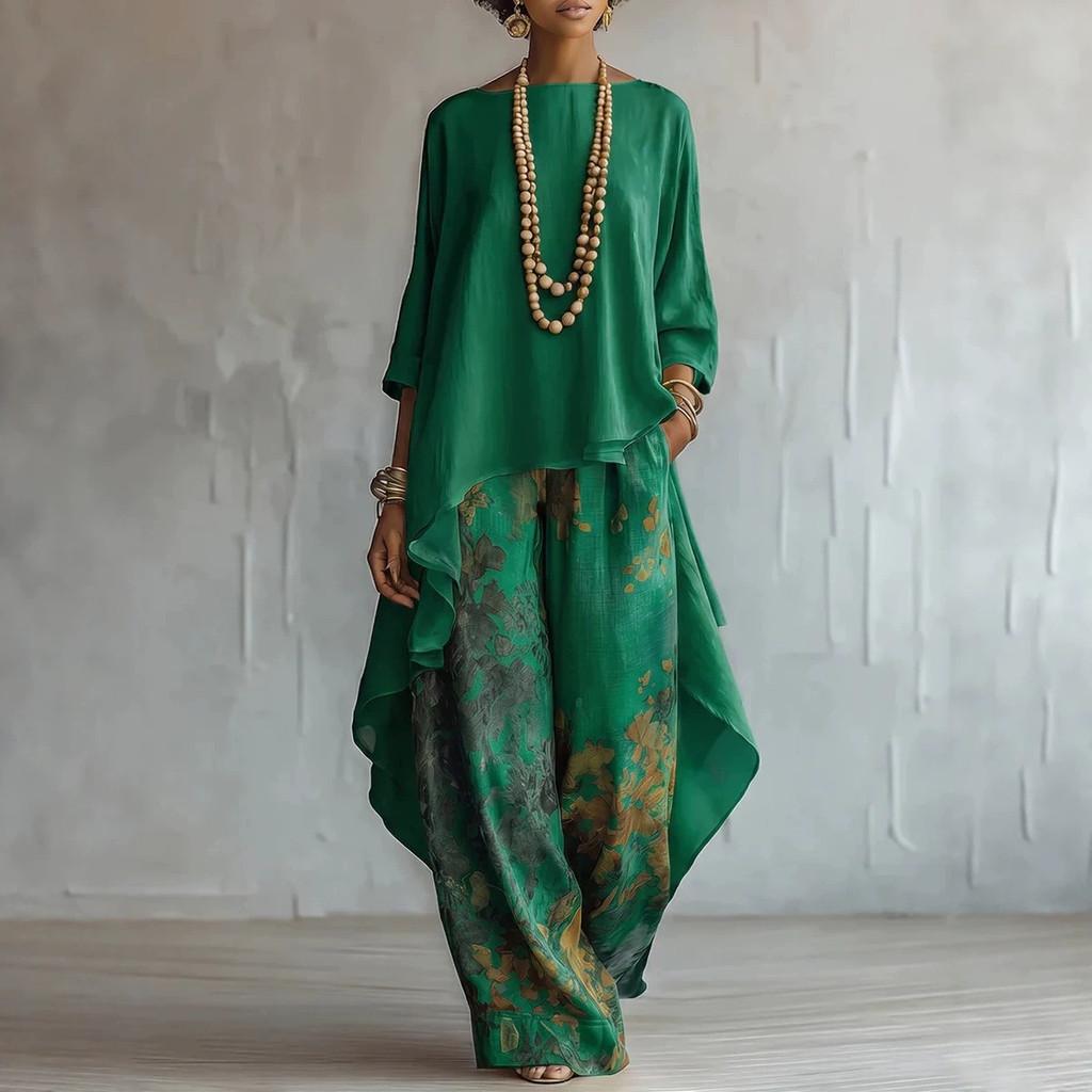 Womens Casual Twopiece Set With Polyester Material And Color Block Pattern For Spring