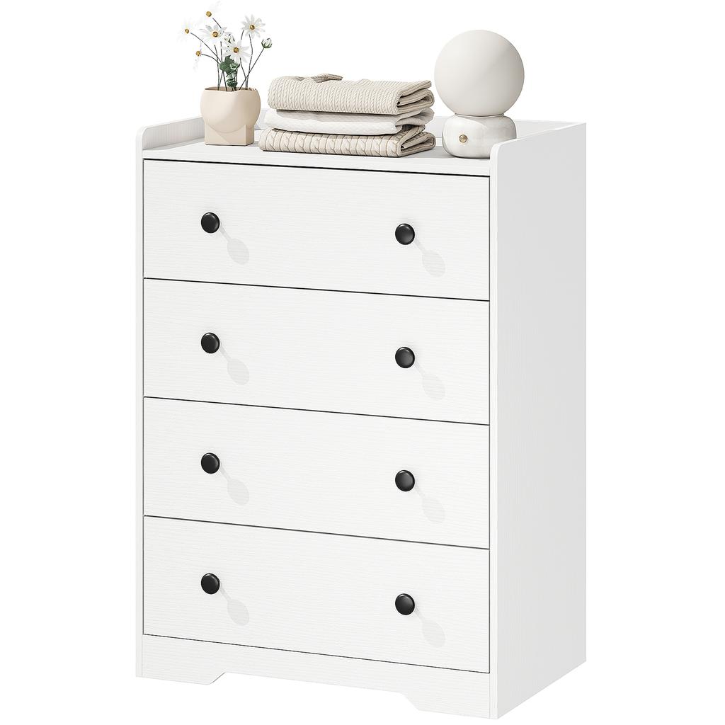 4 Drawer Chest Of Drawers Modern Dresser For Bedroom Storage Cabinet For Living Room Entryway White Wood Effect