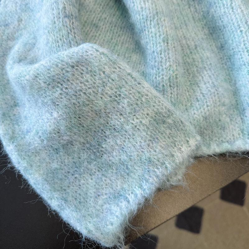 Color Block V-Neck Long Sleeve Knit Sweater - Women's Autumn/Winter Loose Fit Two-Piece Style Cardigan