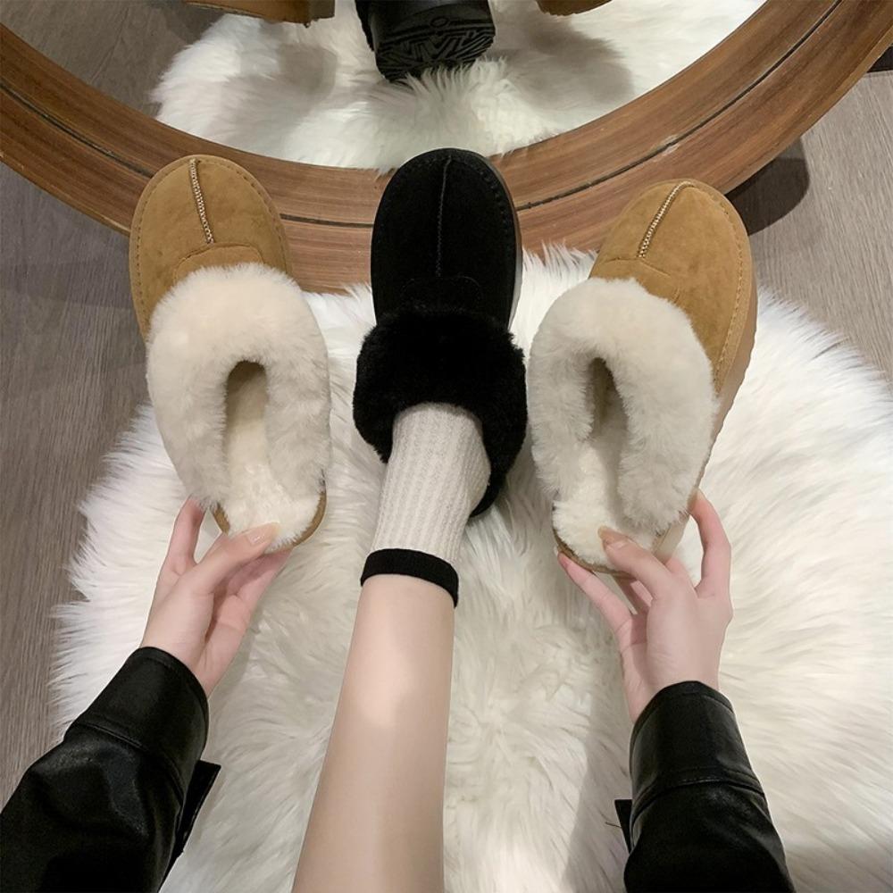Fashion Women's Winter Fluffy Slippers Fur House Slippers for Women Platform Furry Living Room Shoes Female Thick Warm Floor Sandals