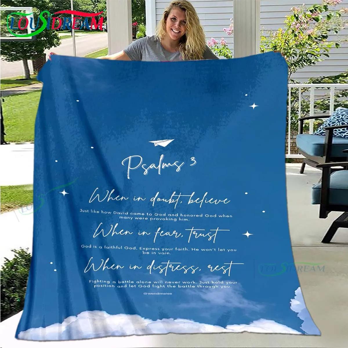 

Fashion Bible Verses Jesus Pattern Blanket Flannel Thin Blanket Portable Home Travel Office Lunch Break Blanket Birthday Gift 75x90cm