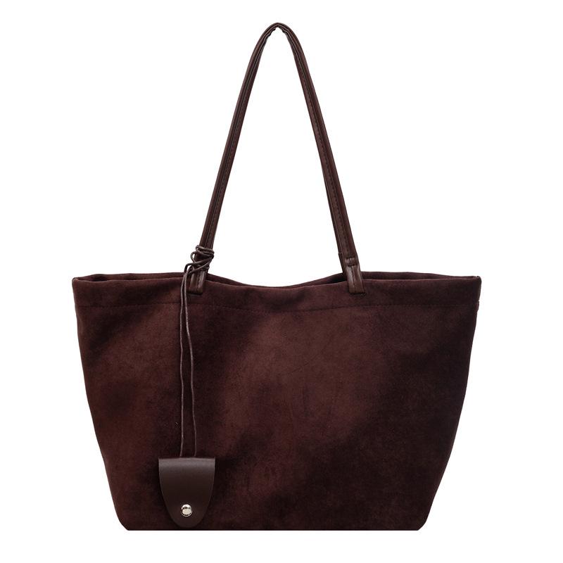 

Autumn Maillard Large Suede Multi-color Tote - Versatile Casual Handbag for Mother and Child