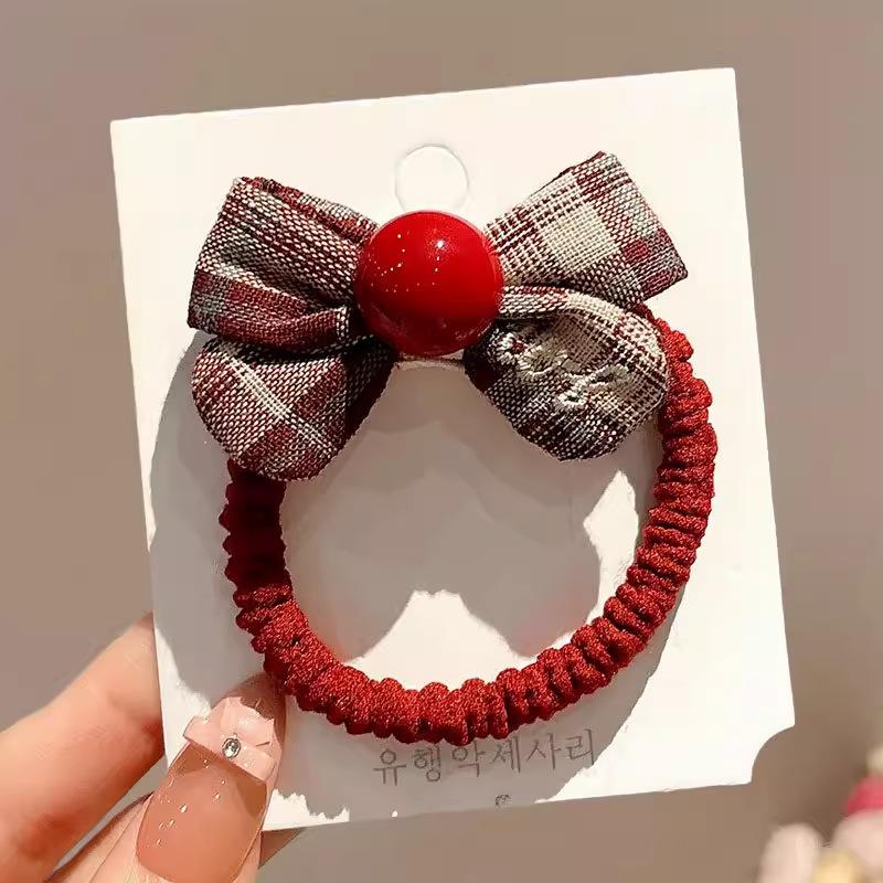 Korean Style Plaid Bow Hair Scrunchies For Kids Girls Elastic Hair Bands Ponytail Holder Sweet Hair Ties Children Hair Accessories