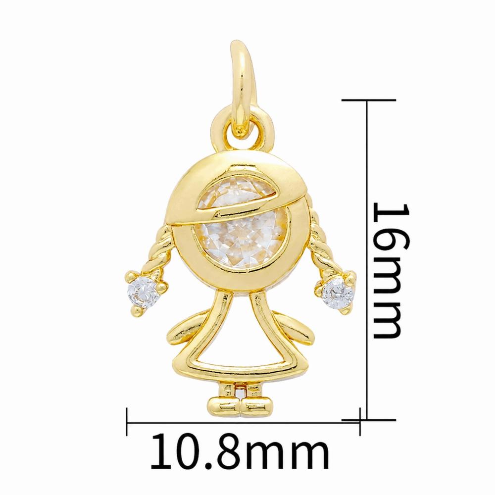 Brass Base Gold Plated Charms 18K Gold Plated Cubic Zirconia Pendants Brass Pendants  Jewelry Gift 3