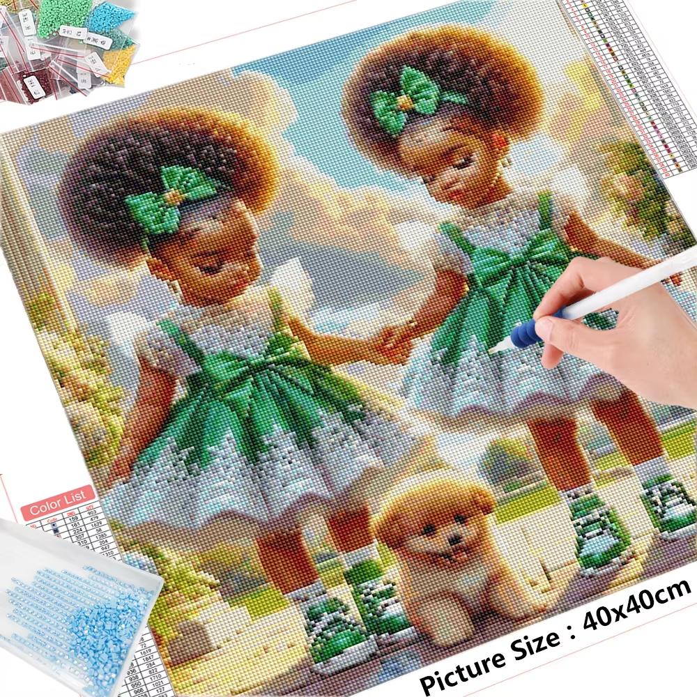 Diamond Painting African Girl Embroidery Cross Stitch Full Round Mosaic Portrait Rhinestones Handmade Hobby