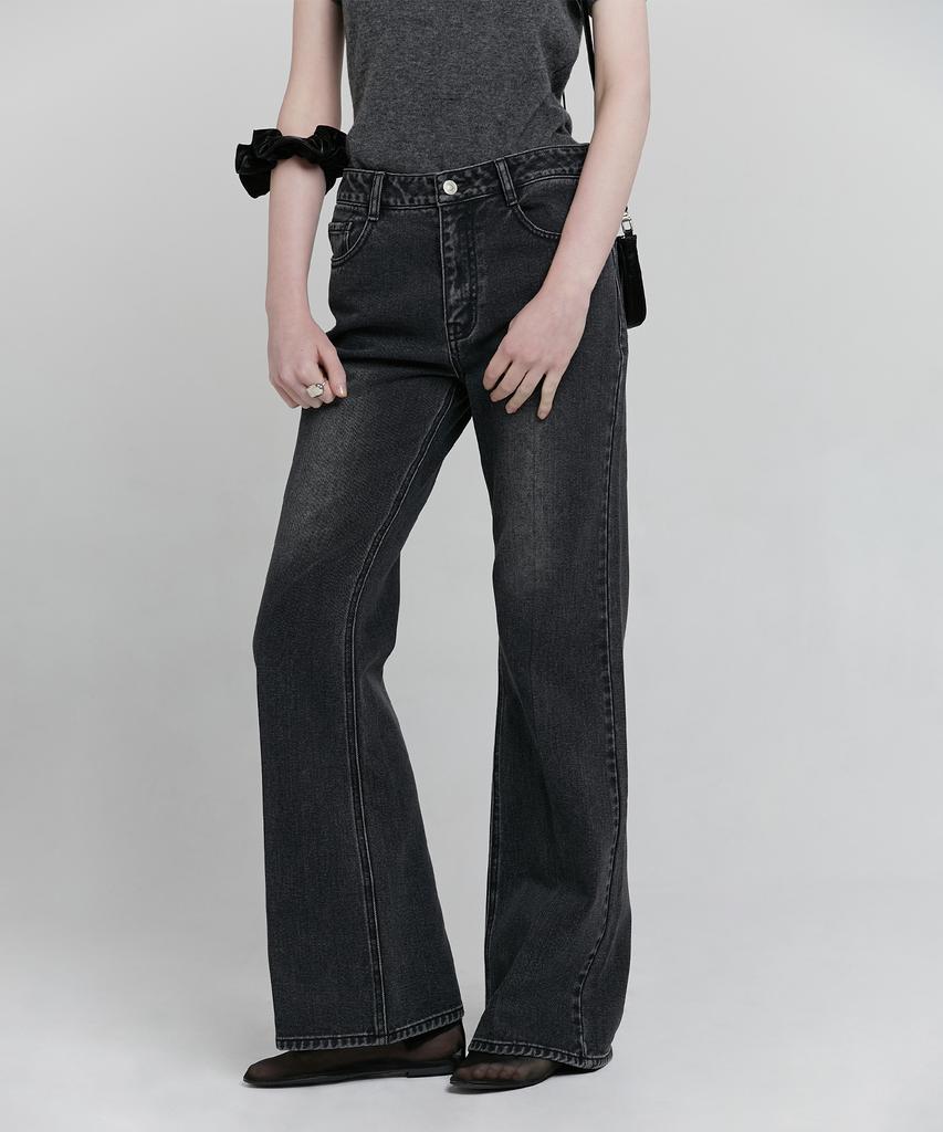 Loutaideu Semi Bootcut Denim Pants [Black]
