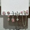 6PCS Set Goth Red Crystal Star Heart Black Pentagram Pendant Earring For Women Vintage Aesthetic Trendy Jewelry Accessories