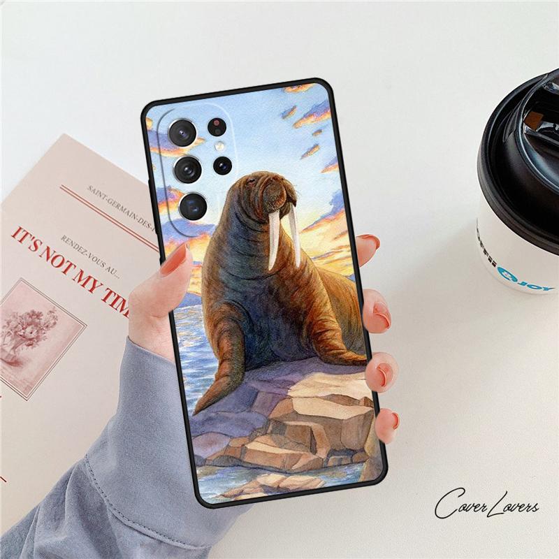 Cute Walrus Phone Case For Samsung Galaxy S24 S25 S23 S22 Ultra Note 10 20 Plus S20 S21 FE Cover
