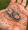 Sterling Silver Oxidized Look Hoop Earrings Free Ship