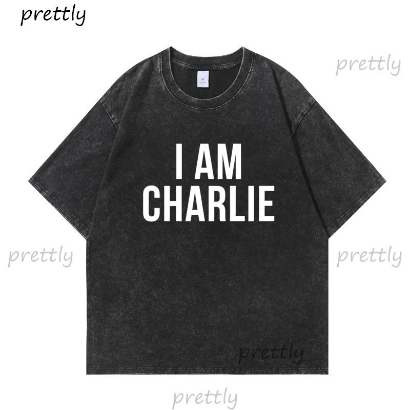 I Am Charlie TShirt Political Charlie Kirk Tshirt Women Faith Freedom Justice Tee Christian Prayer Top Washed Cotton Tees