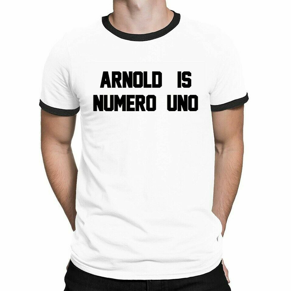 

Arnold Is Numero Uno Men s Cotton Ringer T-Shirt Retro Birthday Gift XL