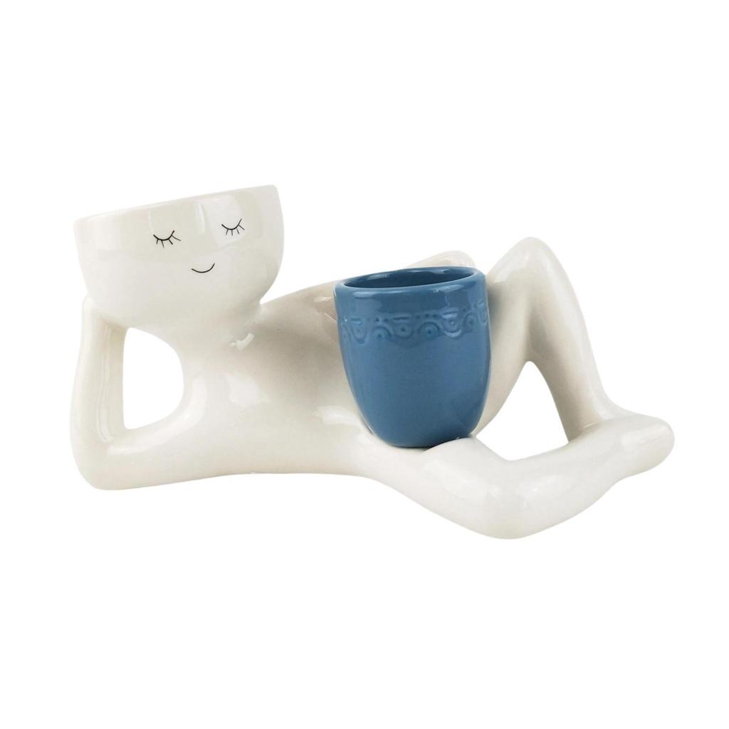 Side Lying Figure Planter Desktop Ornament for Small Plants Resin Plant Pot for Indoor/Outdoor Entrance Yard Balcony Living Room
