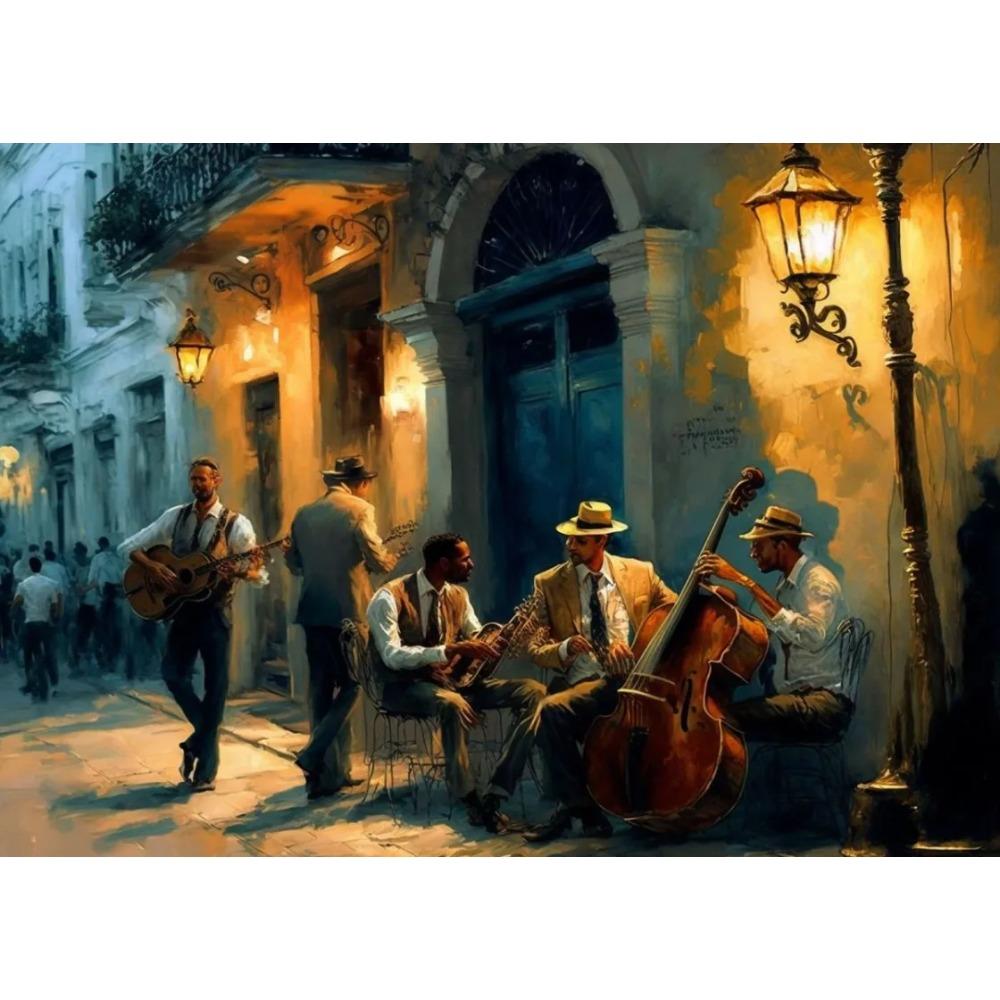 Abstrakte Vintage Musikposter Öl Jazz Saxophon Violine Gitarre Klavier Poster Leinwanddruck Wandkunst Poster Wohnzimmerdekor