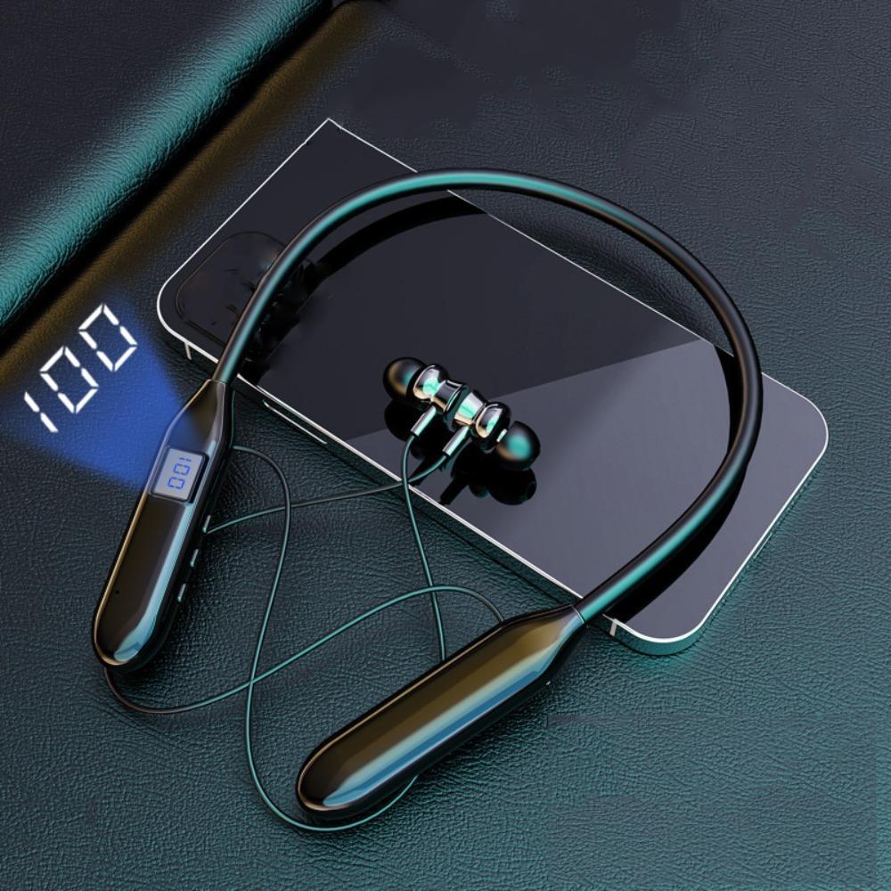 Digital Display Wireless Bluetooth Earphones Neck Mounted Sports Headsets  Business