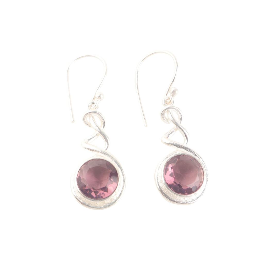 Natural Purple Rhodolite 925 Sterling Silver Dangle Earrings, Anniversary Gift CE-14-13