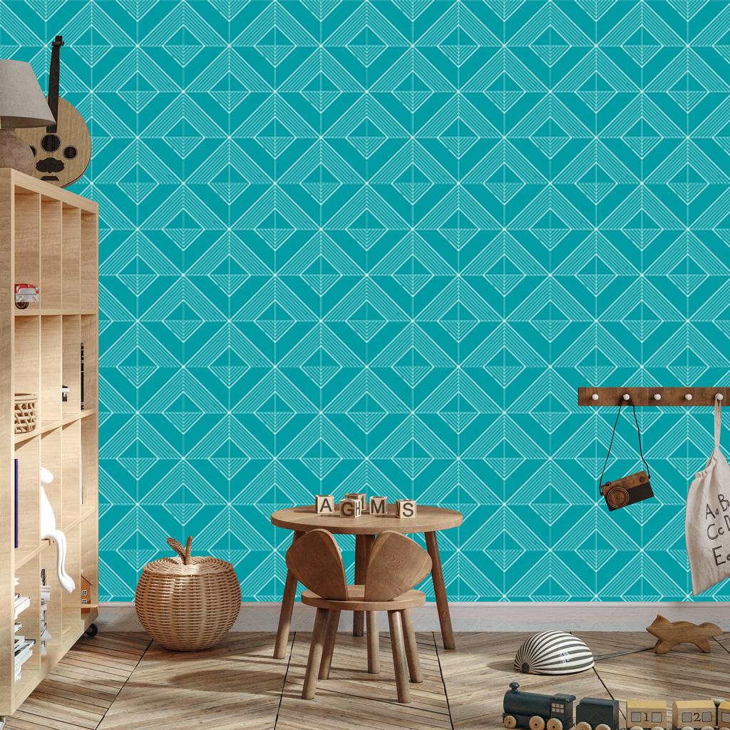 Geometric Rhombus Turquoise Wallpaper, Turquoise Background 50x1000