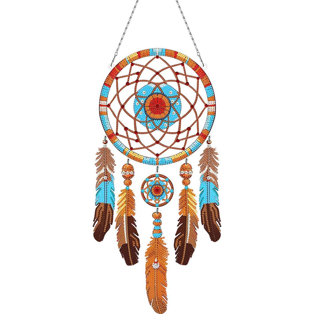 Dream Catcher 2D Flat DIY Rhinestone Diamond Art Window Pendants Special Shape Diamond Art Pendant Wall Decor for Home & Windows