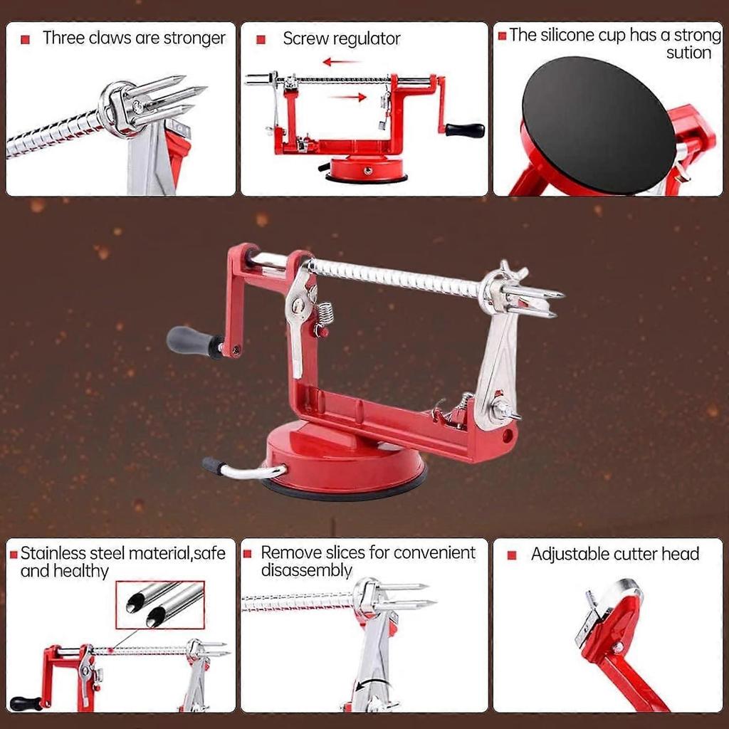 Apple Peelers, Apple Peeler Slicer Corer 3-in-1 Function, Durable Stainless Steel Suction Cup Kitchen Peeler
