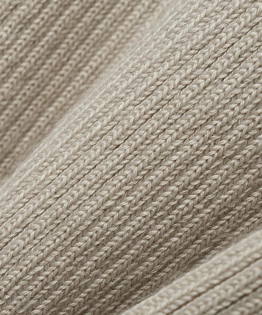 NOIRER Micro Ribbed Square Neck Half Knit (Beige)