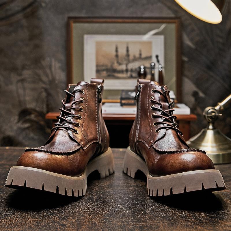 British Vintage Big Head Tooling Martin Boots Men'S High Top Boots Men'S Motorcycle Boots Men'S Leather Boots