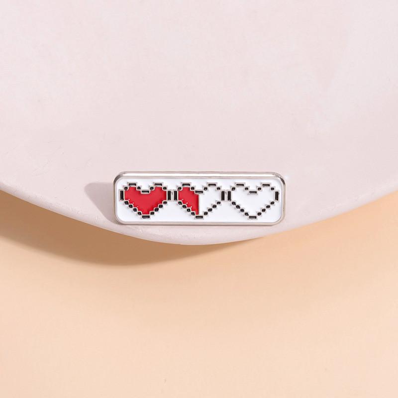 Distinctive Red Heart Pixel Dot Brooch Chic Minimalist Accessory For Men Women And