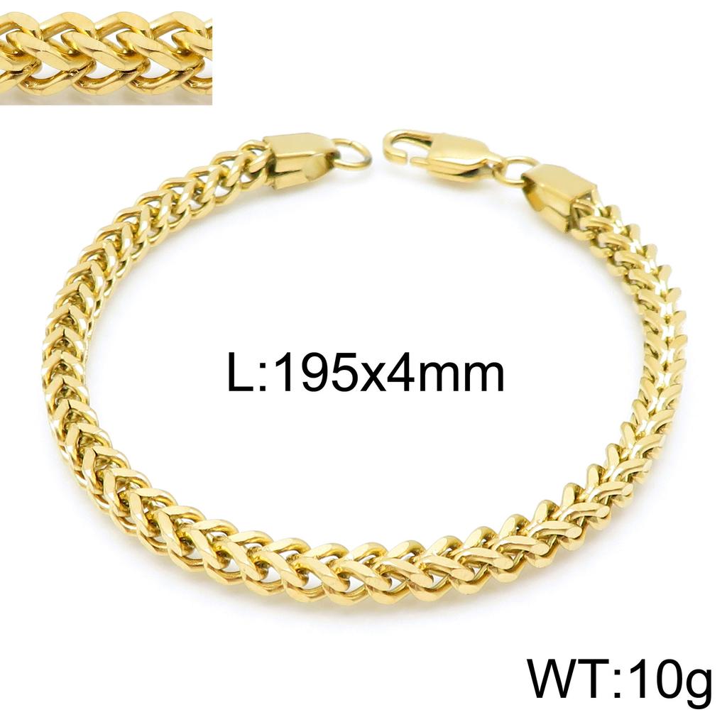 Premium Stainless Steel Front And Back Chain Bracelet, Simple Vacuum Plated Keel Chain, Japanese Buckle Men'S Jewelry