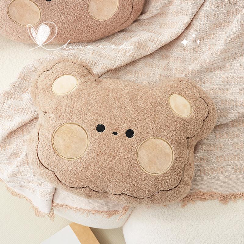 Plush Bear Emoticon Pillow With Soft Foam For Lounge And Office Comfort