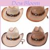 Paper Straw Cowboy Hat With Wide Brim For Summer Sun Protection And Fashion Style
