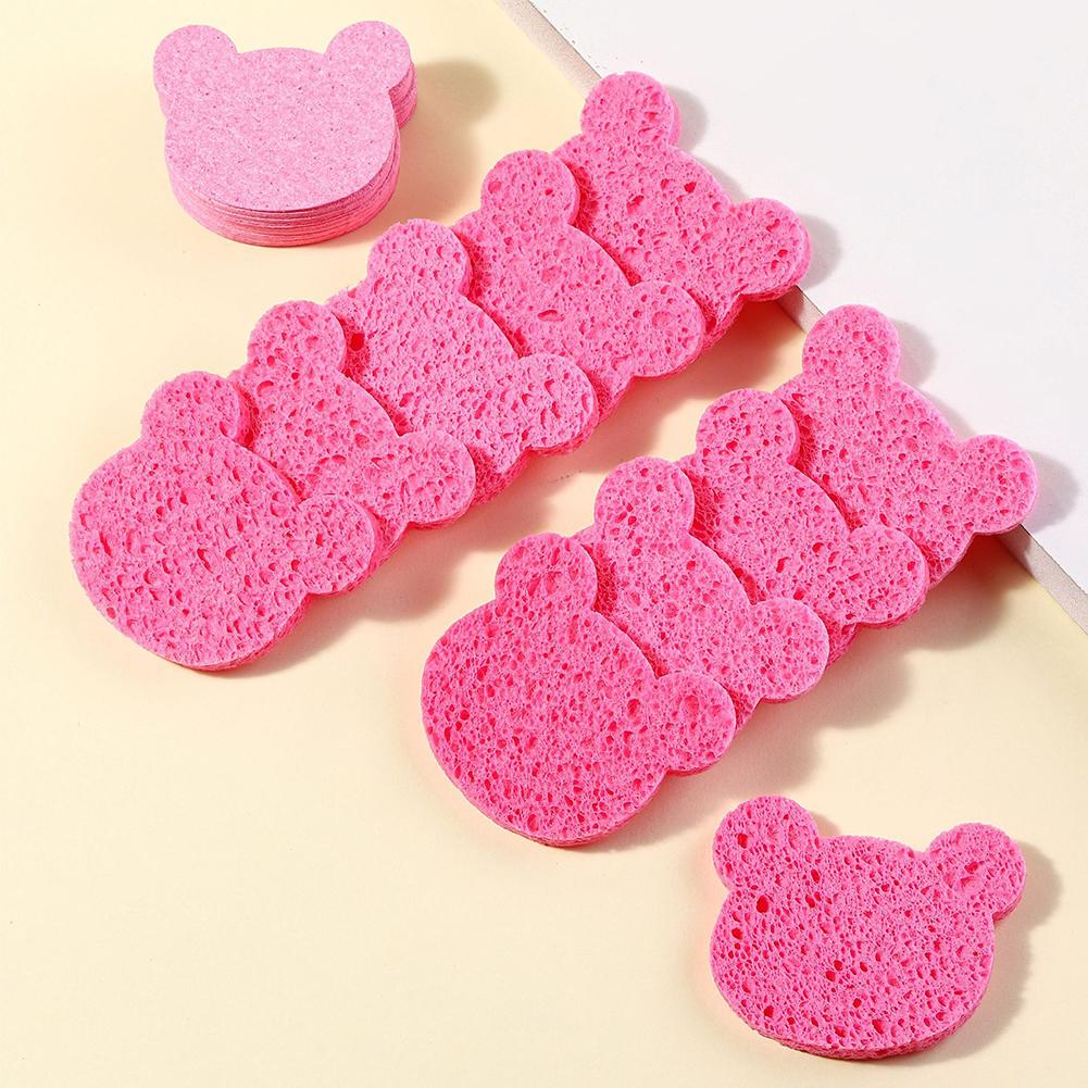 4/5Pcs Heart Natural Wood Pulp Sponge Cellulose Compress Cosmetic Sponges Cleansing Massage Pore Makeup Removal
