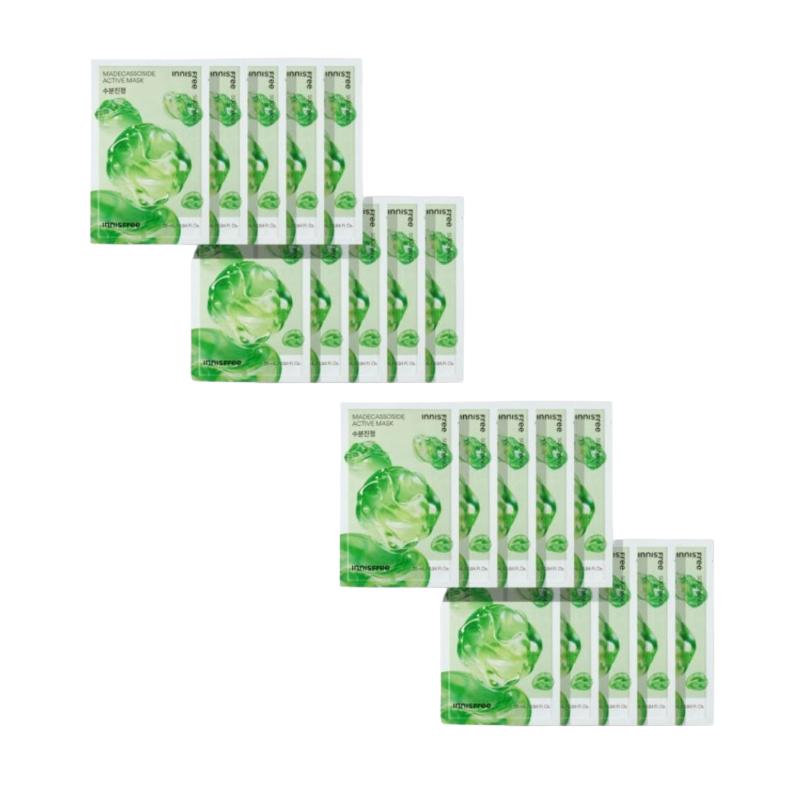 Innisfree Active Mask Madecassoside 25ml × 10 Sheets | Hydrating & Soothing Barrier Care Sheet Mask