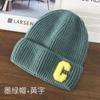 Autumn and Winter Letter Embroidery Big C Student Couple Knitted Hat Outdoor Warm and Cold Wool Hat