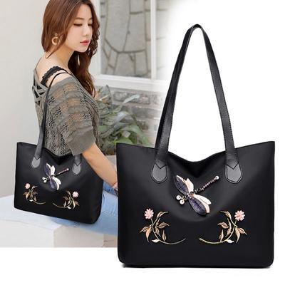 Embroidered Handbag Versatile Shoulder Bag Nylon Waterproof Simple and Lightweight Tote Bag