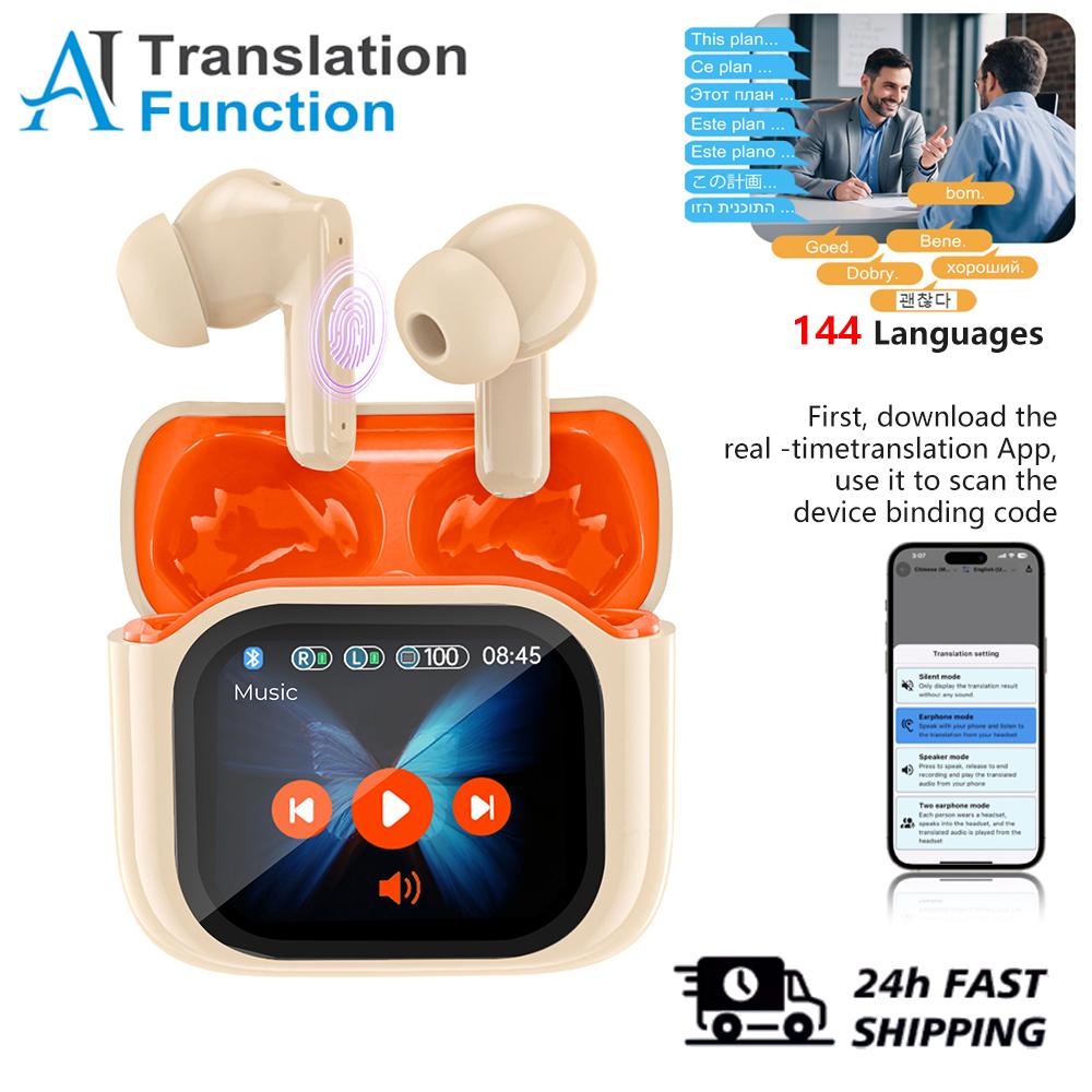 Cuffie Traduttori in Tempo Reale con Touch Screen Traduzione 144 Lingue Auricolari Bluetooth 5.4 Cuffia Cancellazione del Rumore