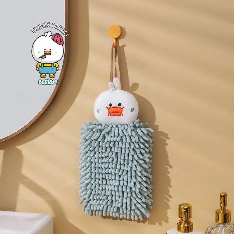Cartoon Chenille Hand Towels, Hanging Cute Animal Hand Towels, Household Children's Kitchen Hand Towels