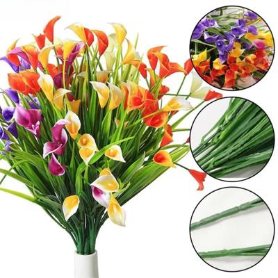 1/2/5Pcss Plastic Calla Lily Artificial Flowers UV Protection Fake Plant Garden Wedding