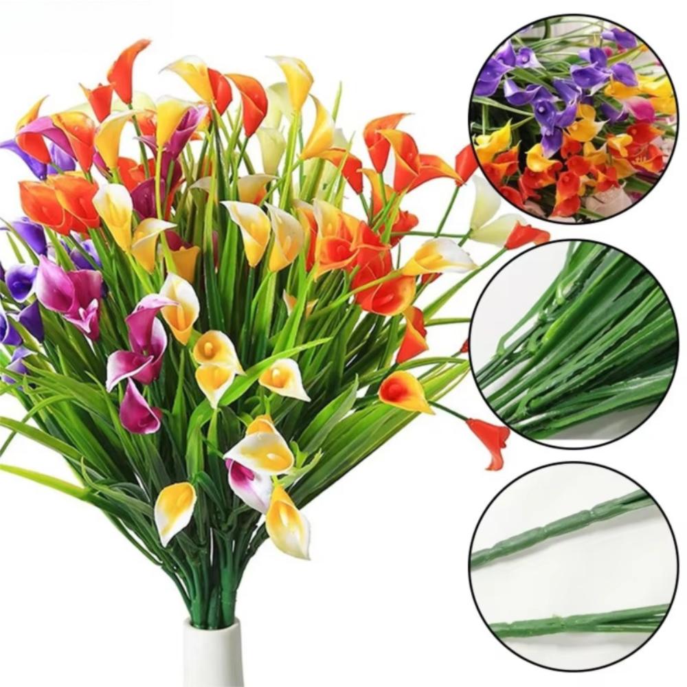1/2/5Pcss Plastic Artificial Calla Lily Bouquet 33cm Fake Plant Lifelike Fake Flowers Indoor Decor