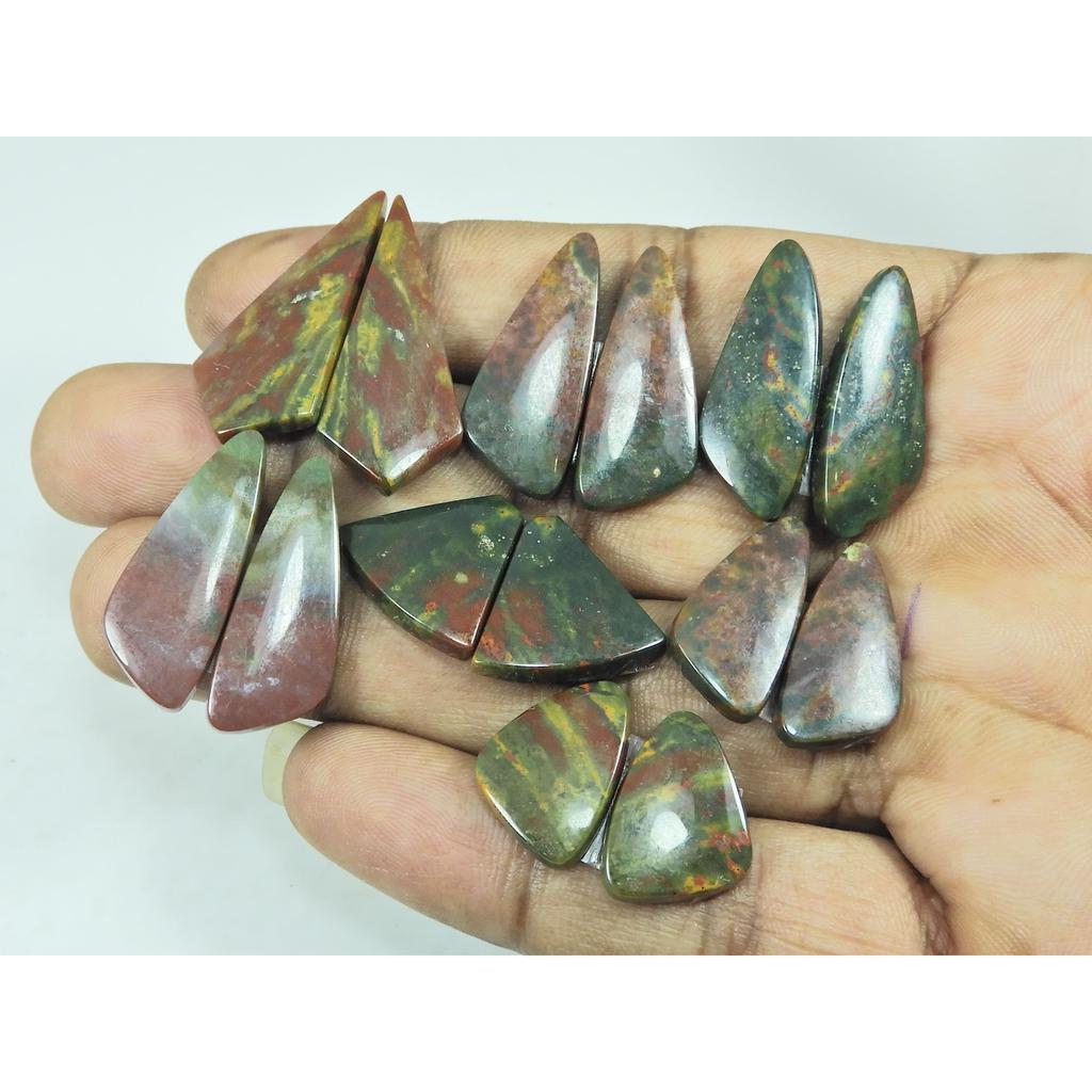 119Cts. Natural Bloodstone Jasper Matched Pair Cabochon Gemstone 07 Pair Lot C-3866