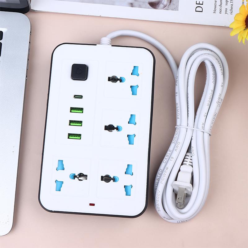 AB Fişli 2/3 Pinli Priz 1 Tip-C 3 USB Portlu 4 Yollu AC Priz 2/3/5M Uzatma Priz Şarj Edebilir Elektrik Priz