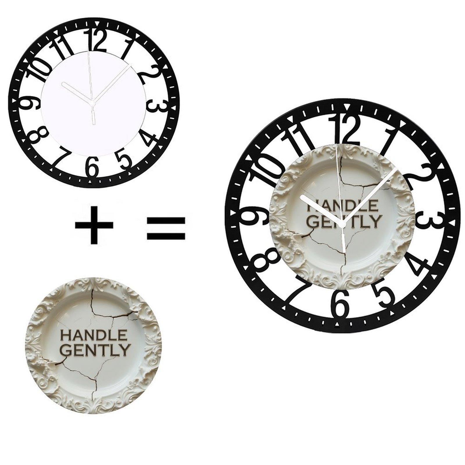 25cm Rustic Iron Round Wall Clock for Cabin Lodge Decor (Black,10 inch(25.40cm))